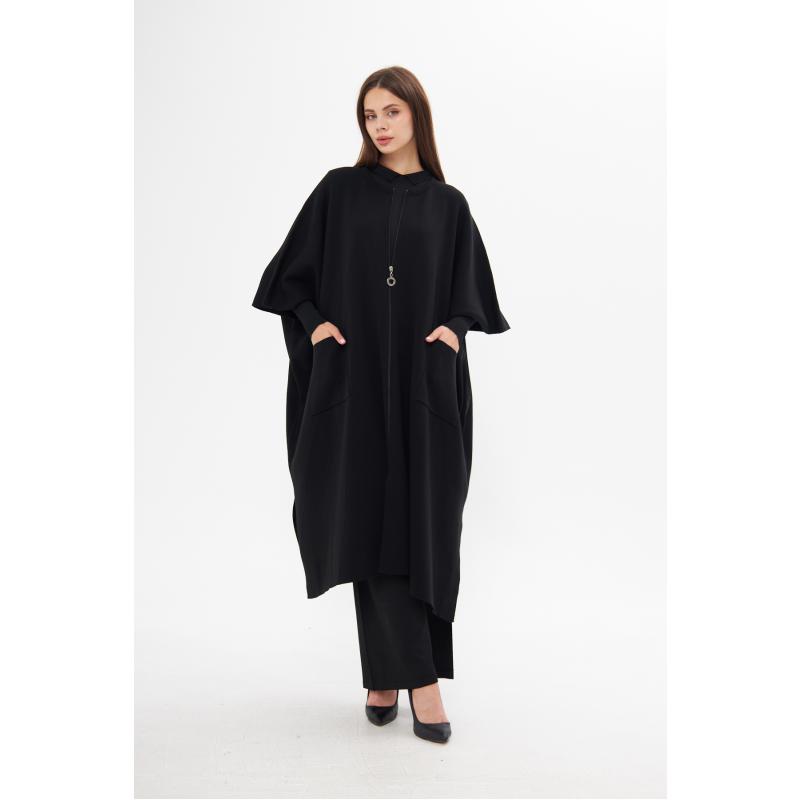 PONCHO WITH POCKET BLACK