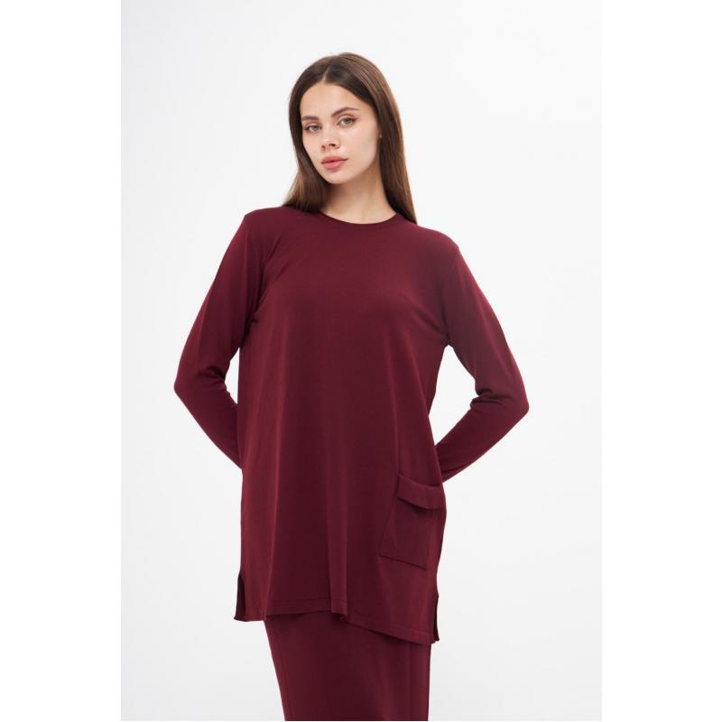 K23-5010 TUNIC WITH POCKETS claret red