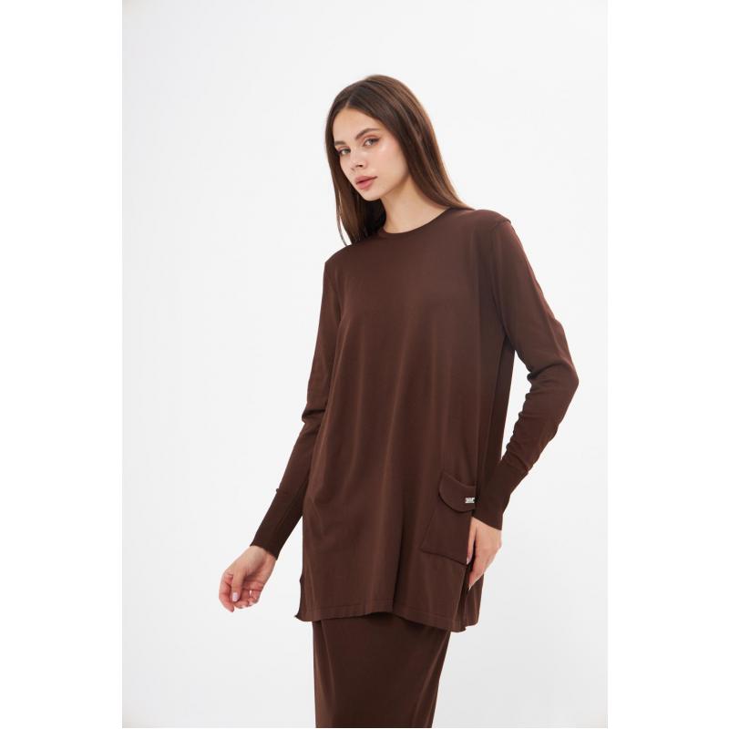 K23-5010 TUNIC WITH POCKETS BROWN