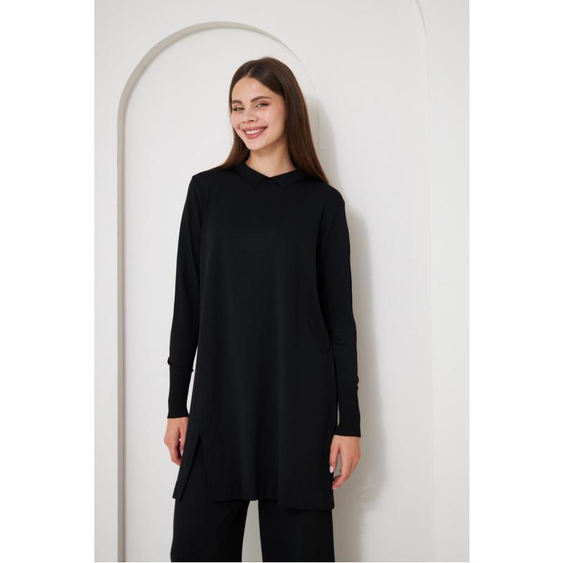 K23-5011 SPACE COLLAR TUNIC BLACK