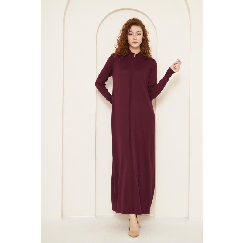 K23-5017 MERERIZED COLD YARN MILAN DRESS claret red