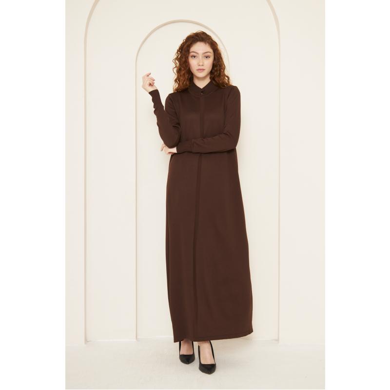 MERCERIZED COLD YARN MILAN DRESS BROWN