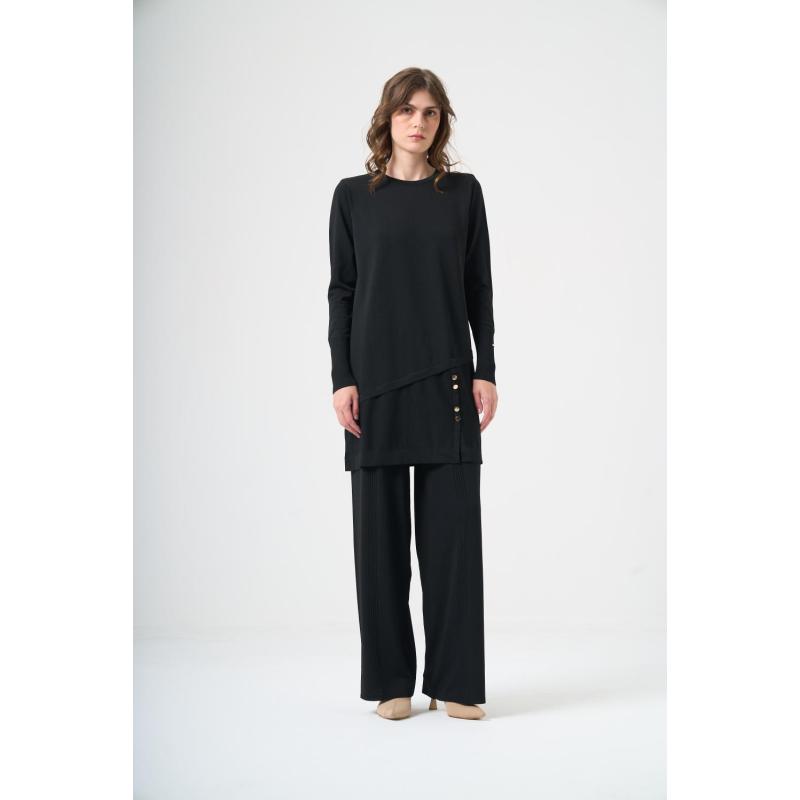 Merserize Sezen Tunik Pantolon Takım SİYAH