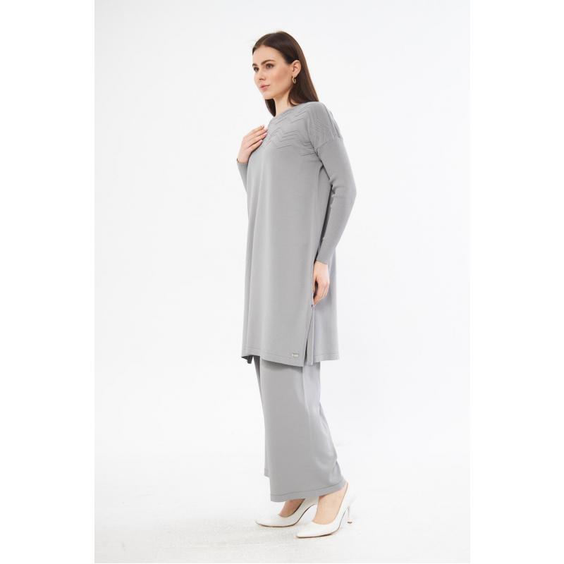 RAYON COLD THREAD MERCERIZED ADEN TUNIC GRAY