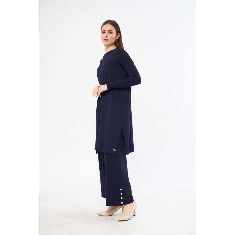 RAYON COLD THREAD MERCERIZED ADEN TUNIC NAVY BLUE