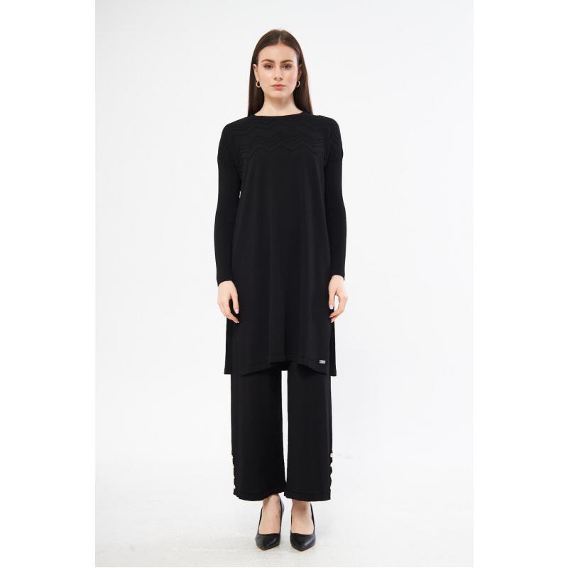 RAYON COLD YARN MERCERIZED ADEN TUNIC BLACK