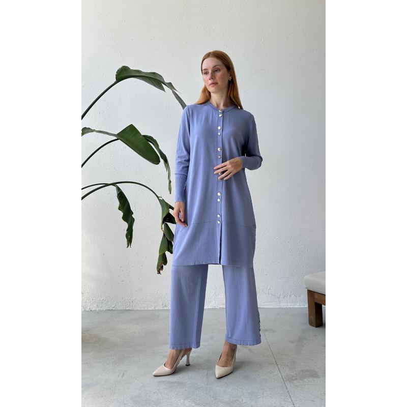 RAYON COLD YARN MERCERISED BELLA CARDIGAN PANTS SET LILA