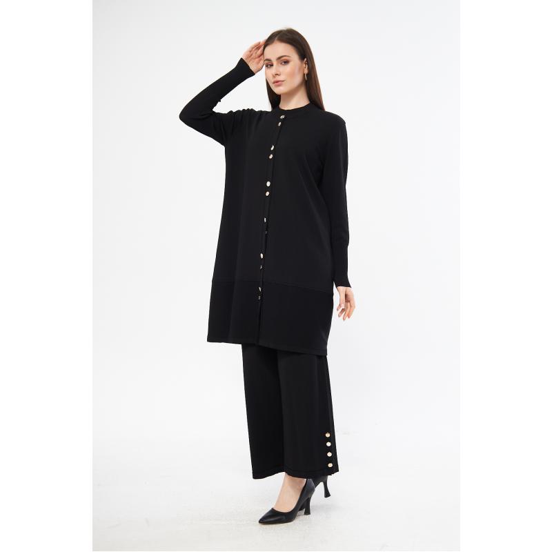 RAYON COLD YARN MERCERIZED BELLA CARDIGAN BLACK