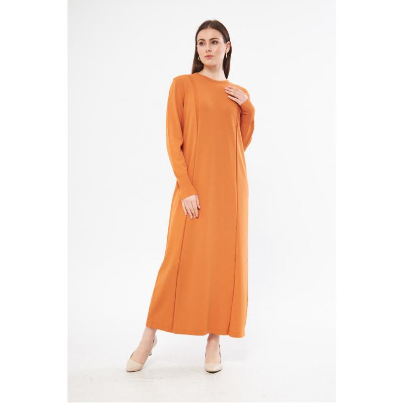 RAYON COLD THREAD MERCERIZED BLOCK DRESS ORANGE