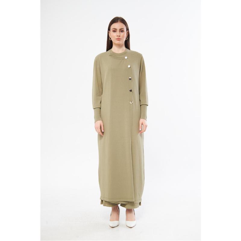 RAYON COLD YARN MERCERIZED FLORA CARDIGAN KHAKI