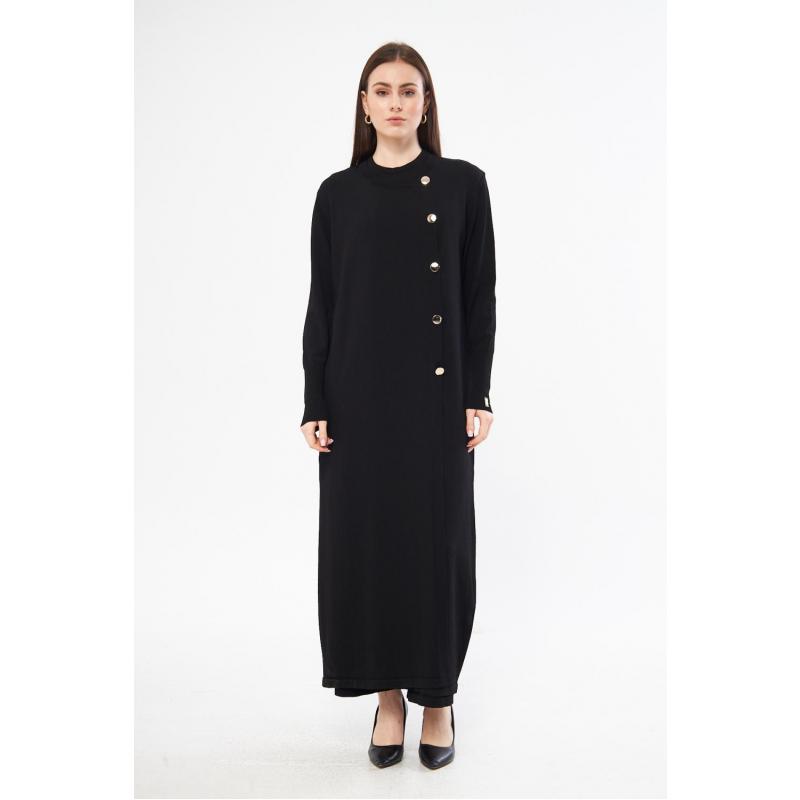 RAYON COLD YARN MERCERIZED FLORA CARDIGAN BLACK