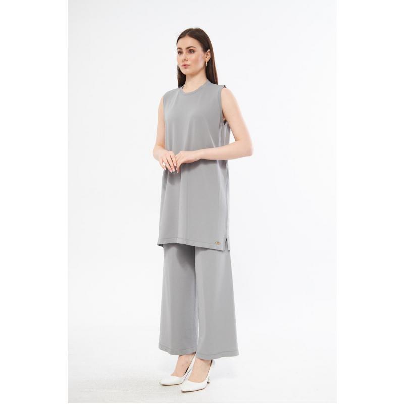 RAYON COLD THREAD MERCERIZED GILET GRAY