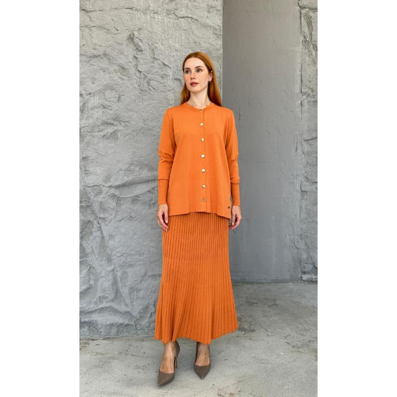 RAYON COLD YARN ASMİN CARDIGAN SET ORANGE