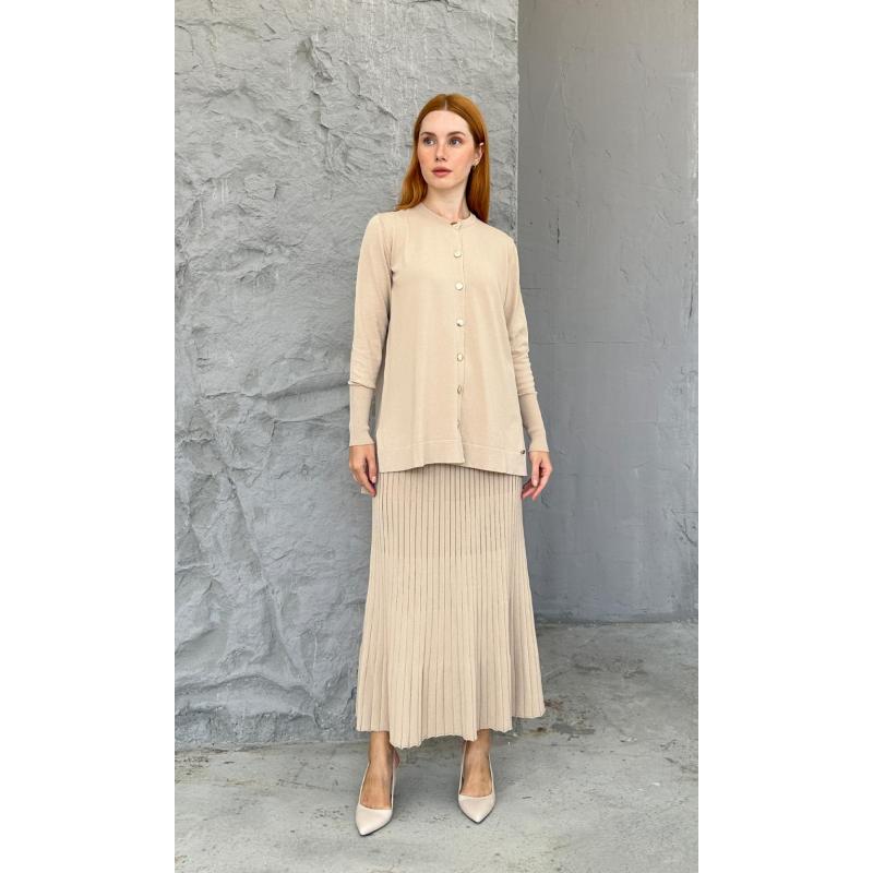 RAYON COLD YARN ASMİN CARDIGAN SET BEIGE