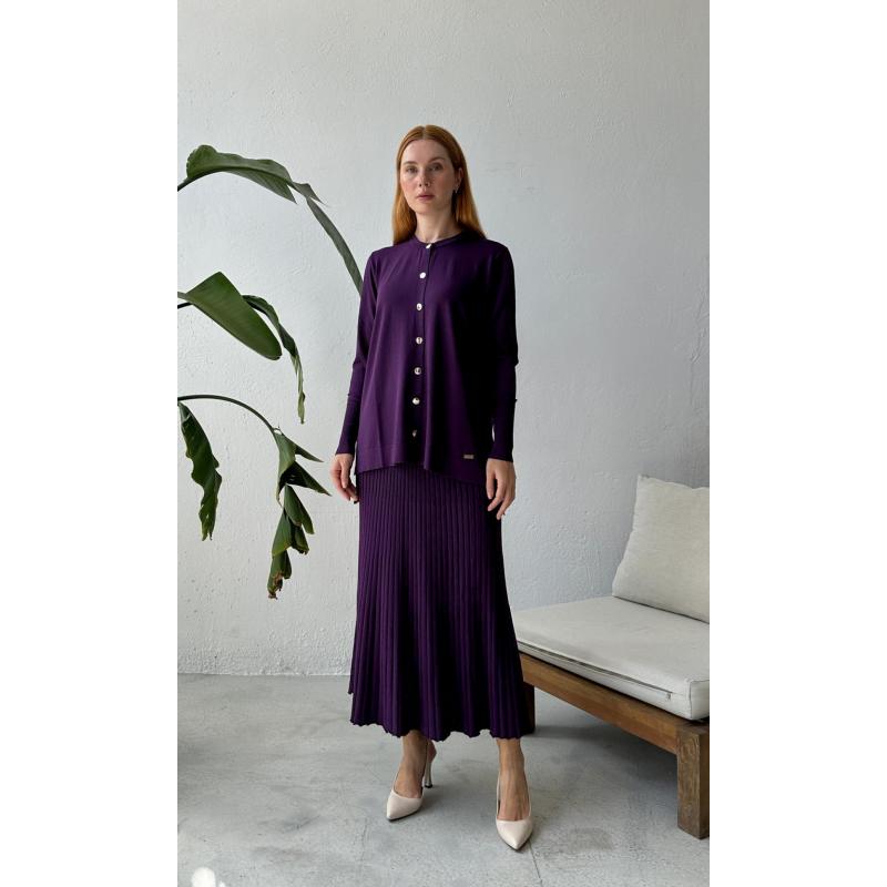 RAYON COLD YARN ASMİN CARDIGAN SET PURPLE