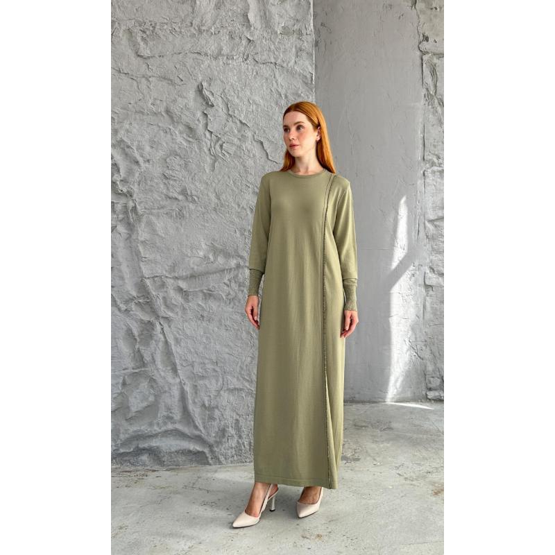 RAYON SOĞUK İPLİK SİM ELBİSE HAKİ