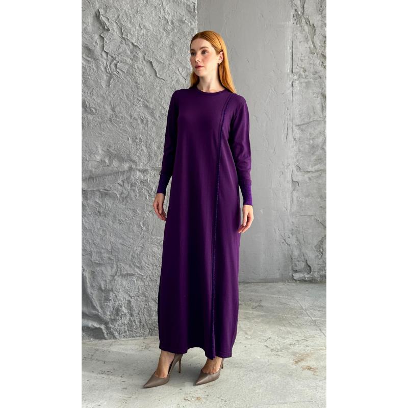 RAYON COLD YARN SHINY DRESS PURPLE