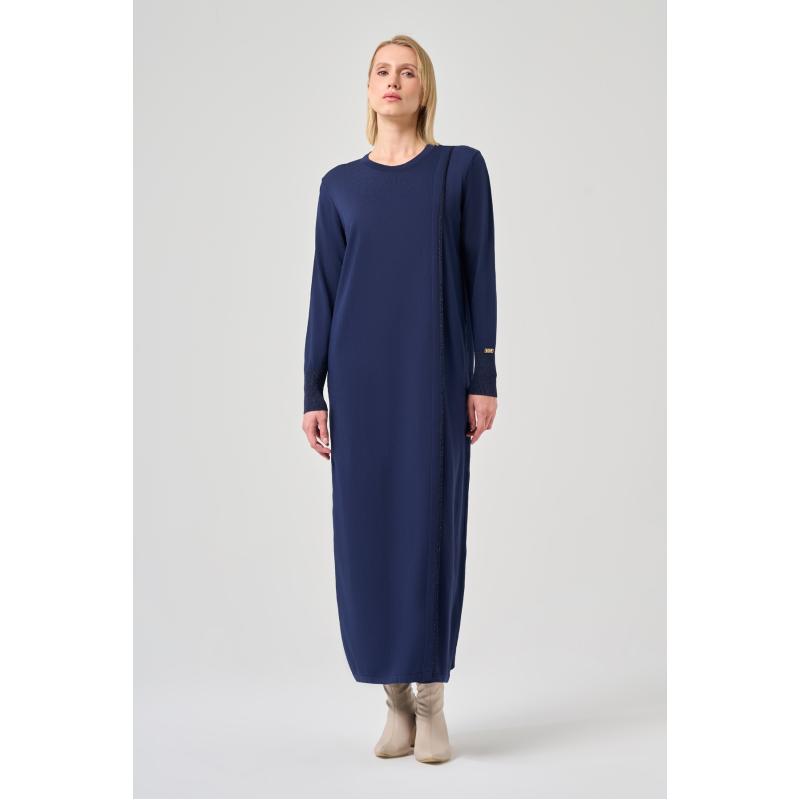 Rayon Soğuk İp Sim Elbise Lacivert