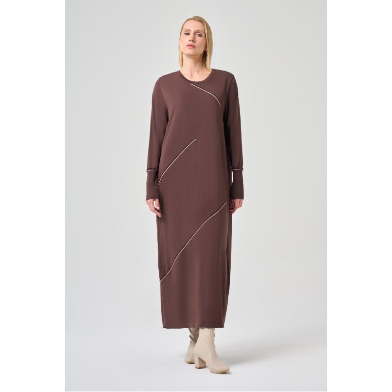 Rayon Soğuk İp Yumoş Elbise Kahve